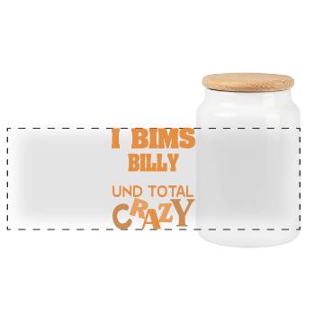 first name Billy - Panoramic Cookie Jar with Wooden Lid - white - Front