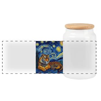 Tiger Van Gogh - Boîte à biscuits avec couvercle en bois - blanc - Devant
