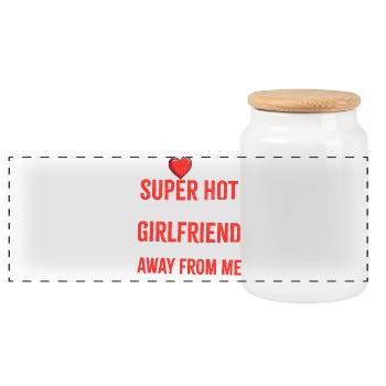 Chemise de petite amie Love Warning - Boîte à biscuits avec couvercle en bois - blanc - Devant