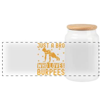Fitness Fanatics Bro Who Loves Burpees - Panoramic Cookie Jar with Wooden Lid - white - Front