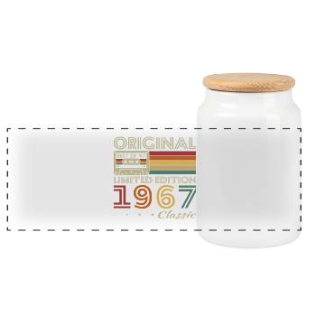 1967 Vintage Rétro Cadeau D'anniversaire - Boîte à biscuits avec couvercle en bois - blanc - Devant