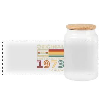 1973 Vintage Rétro Cadeau D’anniversaire - Boîte à biscuits avec couvercle en bois - blanc - Devant