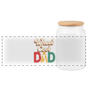 Monoroue monocycliste Roue Cool Papa - Boîte à biscuits avec couvercle en bois - blanc - Devant