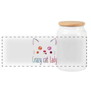 Crazy Cat Lady Funny Cat Lover - Panoramic Cookie Jar with Wooden Lid - white - Front