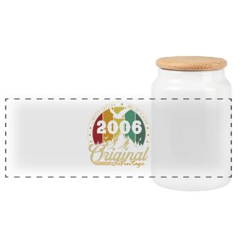 Original 2006 Vintage Vintage Anniversary Rétro - Boîte à biscuits avec couvercle en bois - blanc - Devant