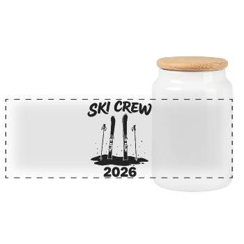 SKI CREW Winterurlaub und Apres Ski Outfit - Panorama Keksdose mit Holzdeckel - Weiß - Vorne