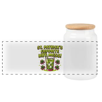 St. Patricks Lieblingschaos - Panorama Keksdose mit Holzdeckel - Weiß - Vorne