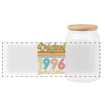 30 Year Anniversary 1996 Original Vintage Gift - Panoramic Cookie Jar with Wooden Lid - white - Front