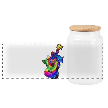 Hawaiian Ukulele Uke Tie Dye - Panorama Keksdose mit Holzdeckel - Weiß - Vorne