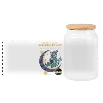 Midnight Crochet Society Nur noch eine Reihe Häkel - Panorama Keksdose mit Holzdeckel - Weiß - Vorne
