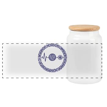 Crochet au crochet drôle pour les amateurs de laine au battement de cœur - Boîte à biscuits avec couvercle en bois - blanc - Devant