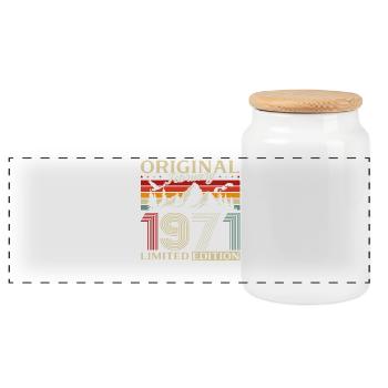 55e anniversaire février 1971 Millésime - Boîte à biscuits avec couvercle en bois - blanc - Devant