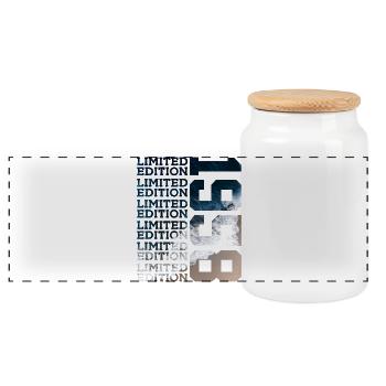 LIMITED EDITION 1958 68 YEARS 68TH BIRTHDAY - Panoramic Cookie Jar with Wooden Lid - white - Front