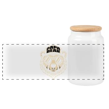 Logo de Papa Ours avec lunettes de soleil - Boîte à biscuits avec couvercle en bois - blanc - Devant