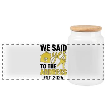 We Said Yes to The Address 2026 - Boîte à biscuits avec couvercle en bois - blanc - Devant