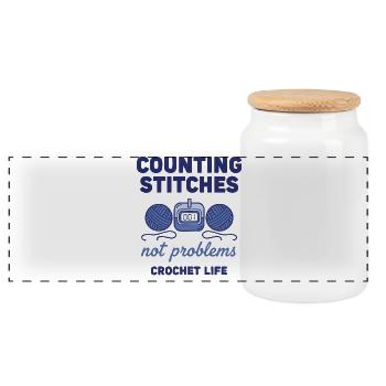 Compter les mailles : pas de problèmes, durée de vie du crochet - Boîte à biscuits avec couvercle en bois - blanc - Devant