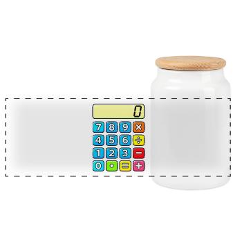 Neon Calculator Pop Art - Panoramic Cookie Jar with Wooden Lid - white - Front