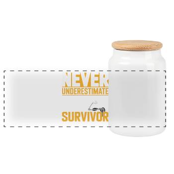 Rotator Cuff Survivor: Never Underestimate - Panorama Keksdose mit Holzdeckel - Weiß - Vorne