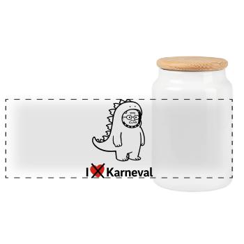 Carnival grouches - Panoramic Cookie Jar with Wooden Lid - white - Front