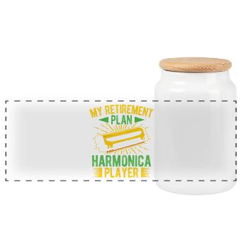 Funny Harmonica Player Retirement Plan Player - Panorama Keksdose mit Holzdeckel - Weiß - Vorne