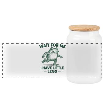 Frosch Spruch Humor Meme Humor Lustig Little Legs - Panorama Keksdose mit Holzdeckel - Weiß - Vorne