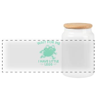 Frosch Spruch Humor Meme Humor Lustig Little Legs - Panorama Keksdose mit Holzdeckel - Weiß - Vorne