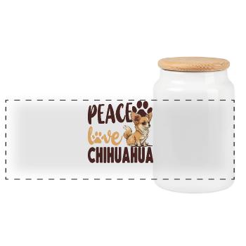 Chihuahua Chihuahua Chihuahueño Paix - Boîte à biscuits avec couvercle en bois - blanc - Devant