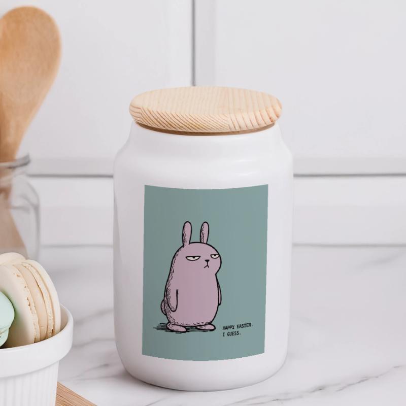Happy Easter I Guess – Grumpy Bunny Easter Design Boîte à biscuits avec couvercle en bois