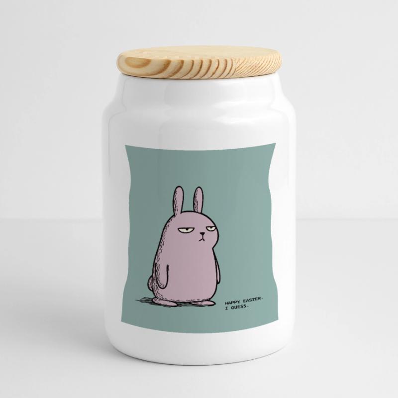 Happy Easter I Guess – Grumpy Bunny Easter Design Boîte à biscuits avec couvercle en bois
