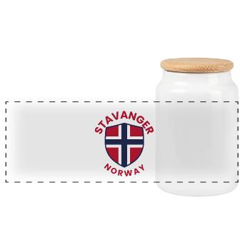 Blason de Stavanger, Norvège - Boîte à biscuits avec couvercle en bois - blanc - Devant