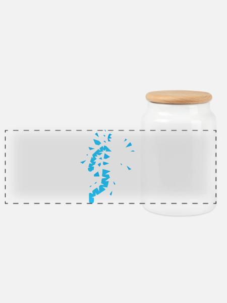 Blaue explodierte Silhouette - Panorama Keksdose mit Holzdeckel - Weiß