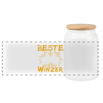 Winemaker Gift Idea - Panoramic Cookie Jar with Wooden Lid - white - Front