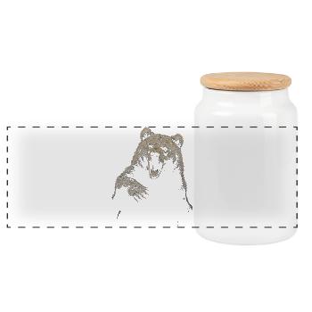 Grizzly Bear Hiking Camping Vintage Brown Bear - Panoramic Cookie Jar with Wooden Lid - white - Front