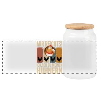 I've had enough - I'm going to my chickens - Panoramic Cookie Jar with Wooden Lid - white - Front