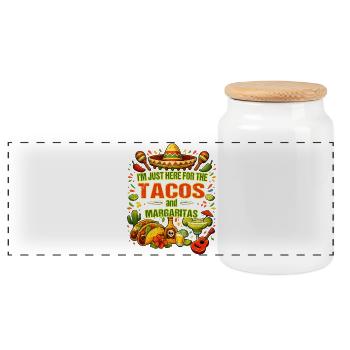 Tacos and Margaritas - Cinco de Mayo - Panorama Keksdose mit Holzdeckel - Weiß - Vorne