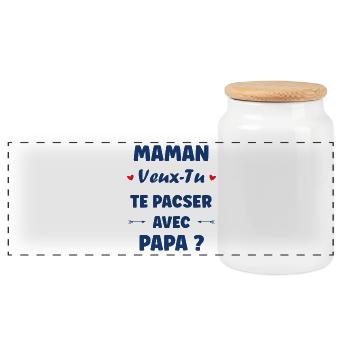 Maman veux-tu te pacser avec Papa - Boîte à biscuits avec couvercle en bois - blanc - Devant