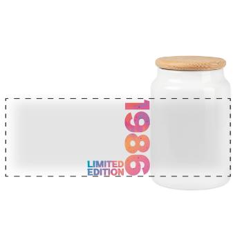 1986 40th Anniversary Birthday Gift - Panoramic Cookie Jar with Wooden Lid - white - Front