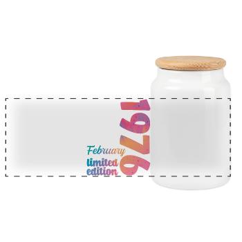 Février 1976 50e Anniversaire 50 ans Vintage Rétro - Boîte à biscuits avec couvercle en bois - blanc - Devant