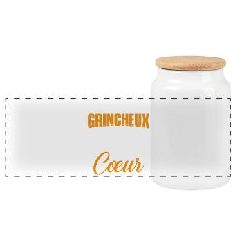 Funny Grumpy Bear Gift - Panoramic Cookie Jar with Wooden Lid - white - Front