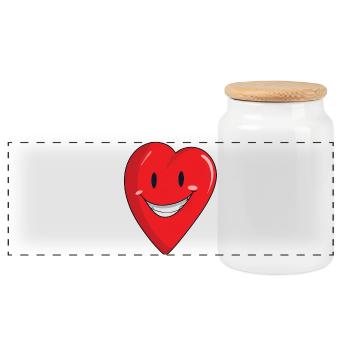 Cœur joyeux avec un sourire - Boîte à biscuits avec couvercle en bois - blanc - Devant