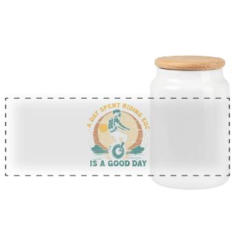 Monoroue monocycliste - Boîte à biscuits avec couvercle en bois - blanc - Devant