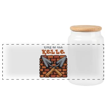 King of the Trowel: Master Mason - Panoramic Cookie Jar with Wooden Lid - white - Front
