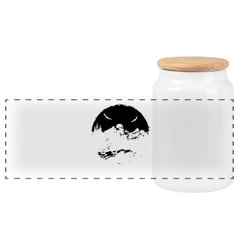 Mountain Biker Sketch - Panoramic Cookie Jar with Wooden Lid - white - Front
