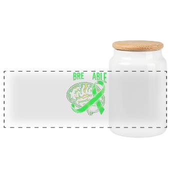 Unbreakable Brain Ribbon - Panoramic Cookie Jar with Wooden Lid - white - Front