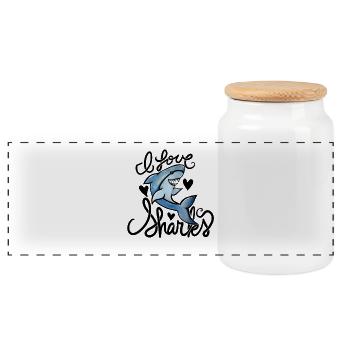 Azure Shark Silhouette - Panorama Keksdose mit Holzdeckel - Weiß - Vorne
