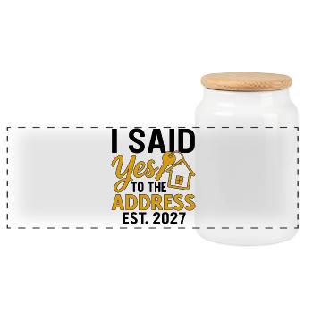 I Said Yes To The Address Est 2027 - Boîte à biscuits avec couvercle en bois - blanc - Devant