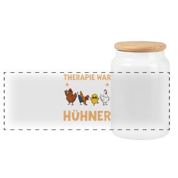 Therapy was too expensive - Funny chicken saying - Panoramic Cookie Jar with Wooden Lid - white - Front