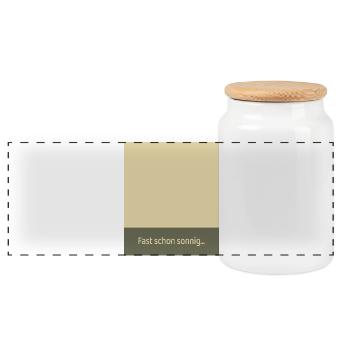Almost sunny-More lightness in everyday life - Panoramic Cookie Jar with Wooden Lid - white - Front