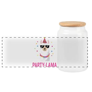 Lama Kostüm Fasching Karneval Gruppe Damen Herren - Panorama Keksdose mit Holzdeckel - Weiß - Vorne