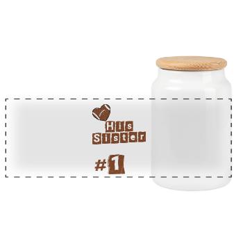 I'm Not Just His Sister I'm His #1 Fan Football - Panoramic Cookie Jar with Wooden Lid - white - Front